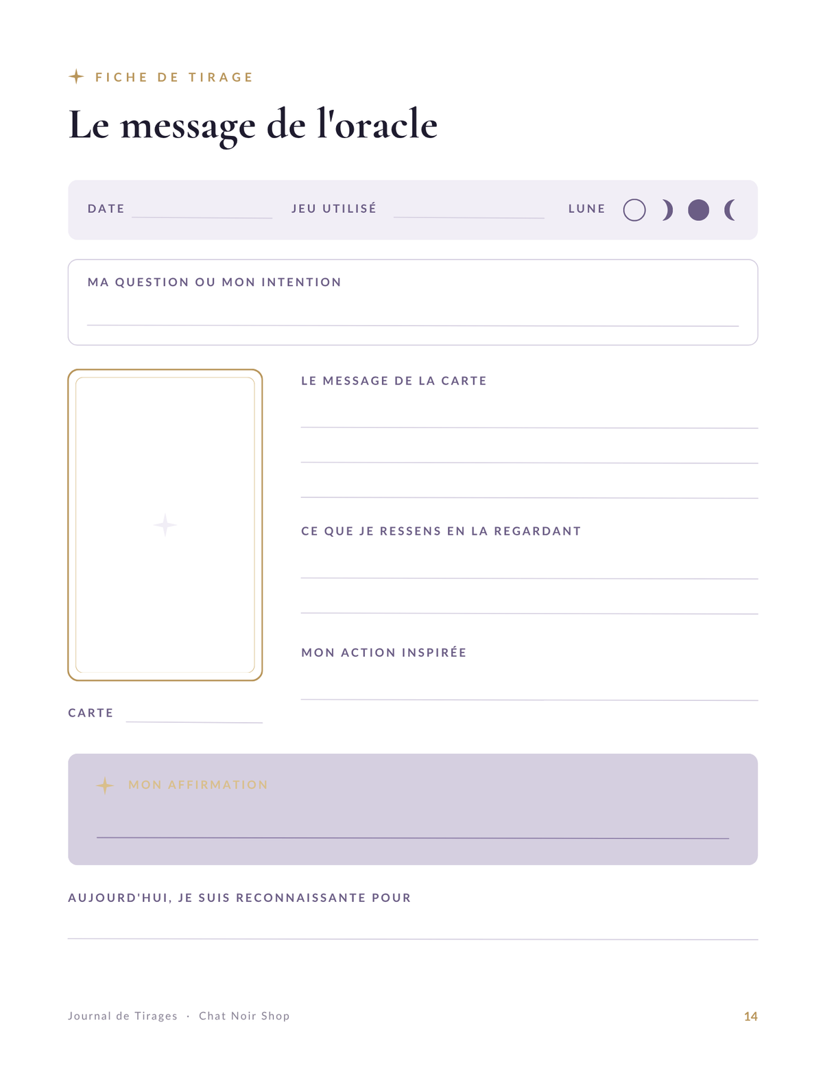 Journal de tirages - Tarot & Oracle - version numérique