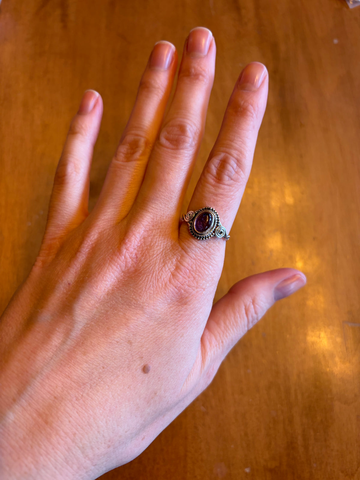 Bague celtique en argent 925 avec améthyste