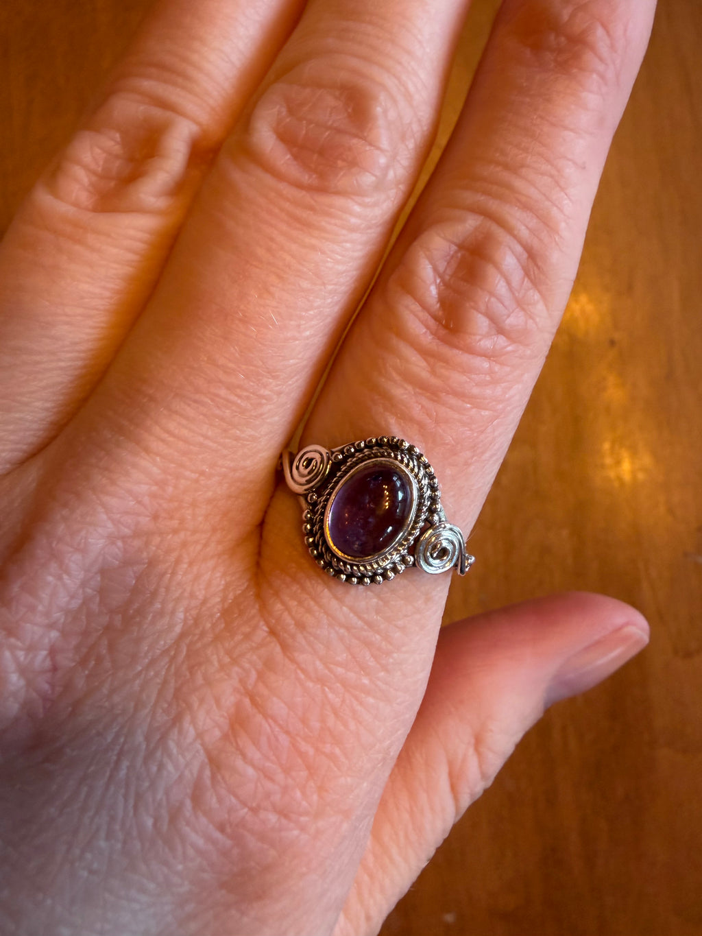 Bague celtique en argent 925 avec améthyste