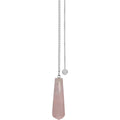 PENDULE-GOUTTE A FACETTES-QUARTZ ROSE