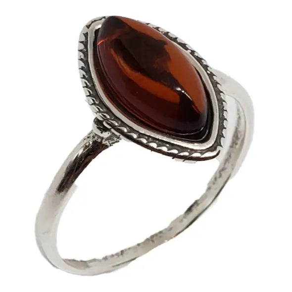 Bague en argent 925 avec ambre cerise