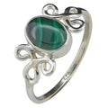 Bague celtique en argent 925 avec malachite