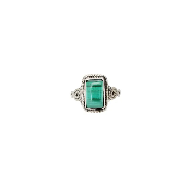 Bague en argent 925 ornée malachite