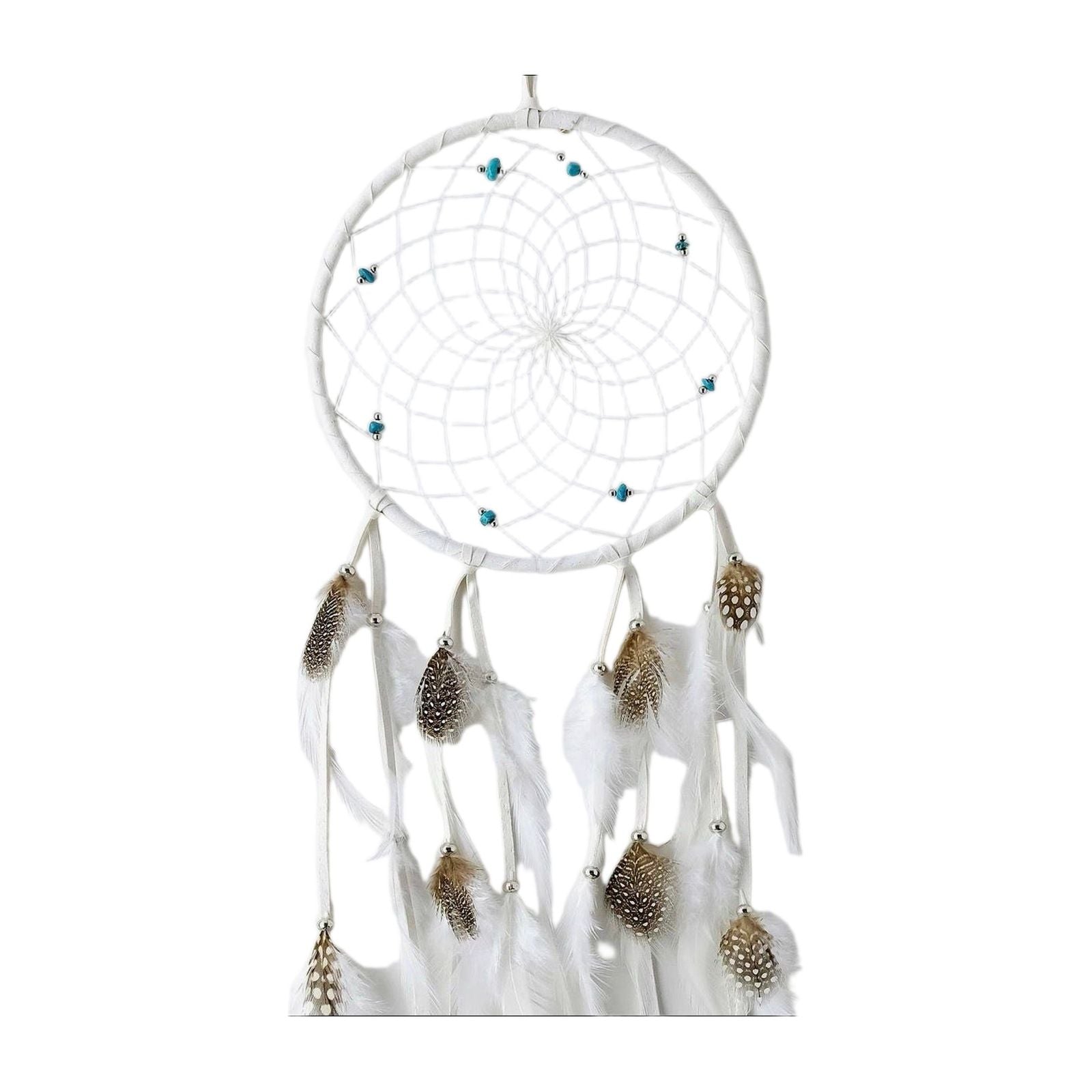 Attrape-rêves blanc de 6 pouces avec pierres semi-précieuses