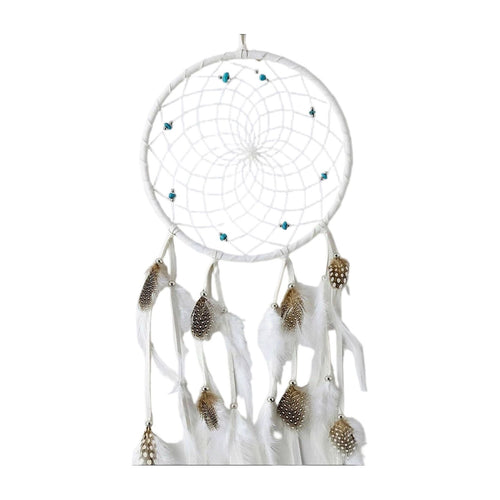 Attrape-rêves blanc de 6 pouces avec pierres semi-précieuses