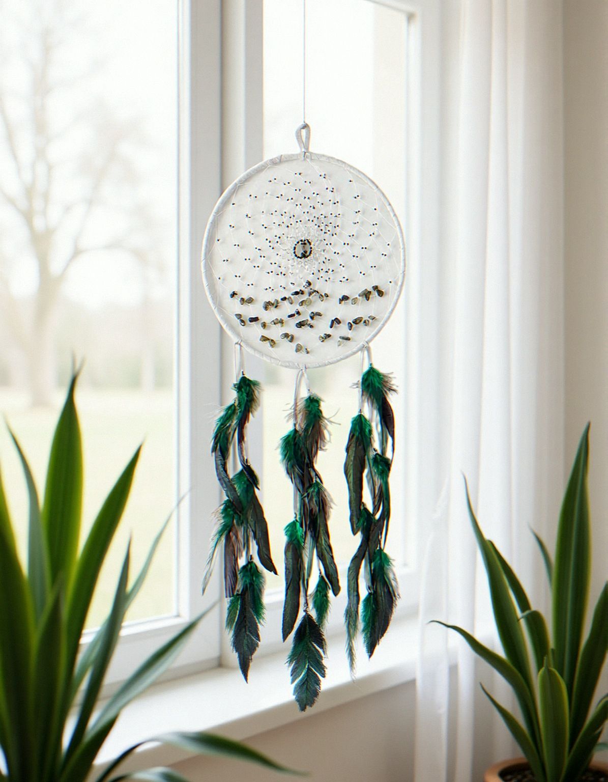 Capteur de rêves Energy Flow en labradorite, 9 po
