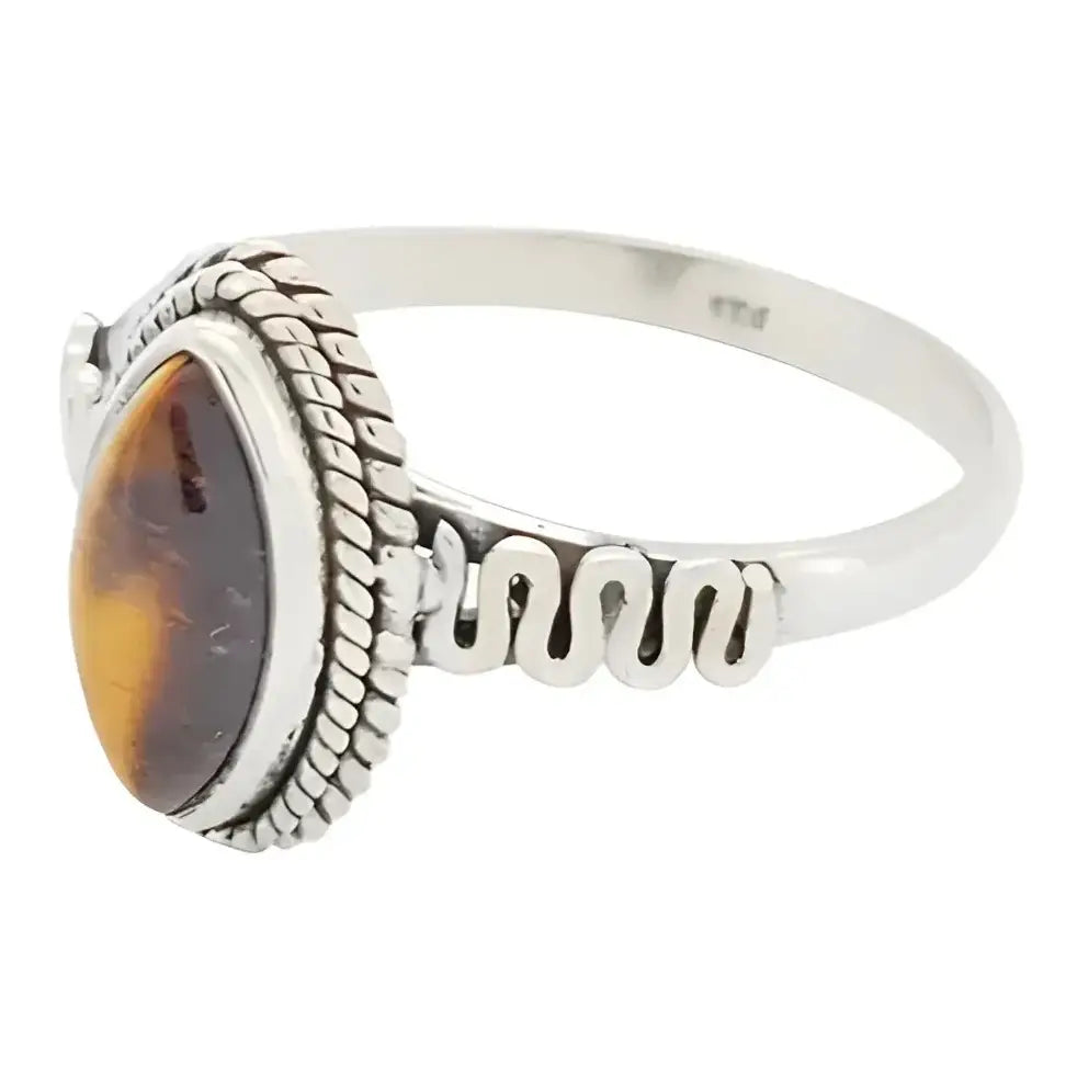 Bague en argent 925 avec oeil de tigre